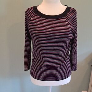 Apostrophe Black With Multi- Colored Stripes Stretch Knit To Women's XL (18)